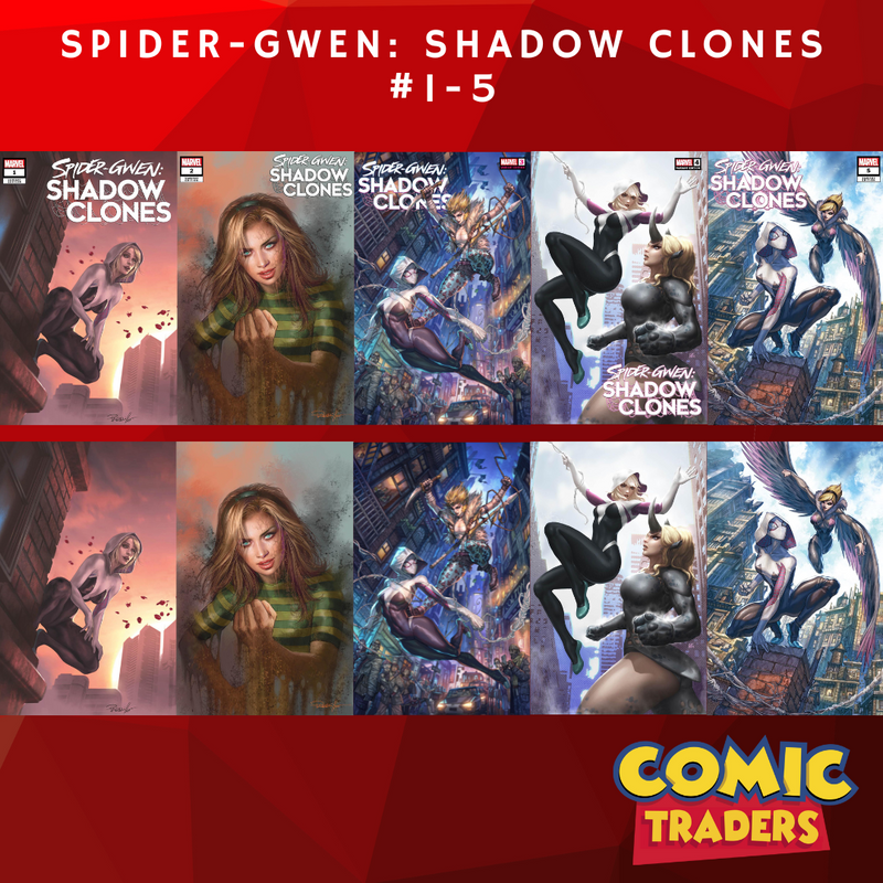 SPIDER-GWEN: SHADOW CLONES 1-5 EXCLUSIVE TRADE AND VIRGIN VARIANT 10 PACK (7/19/2023) SHIPS 8/19/2023 BACKISSUE