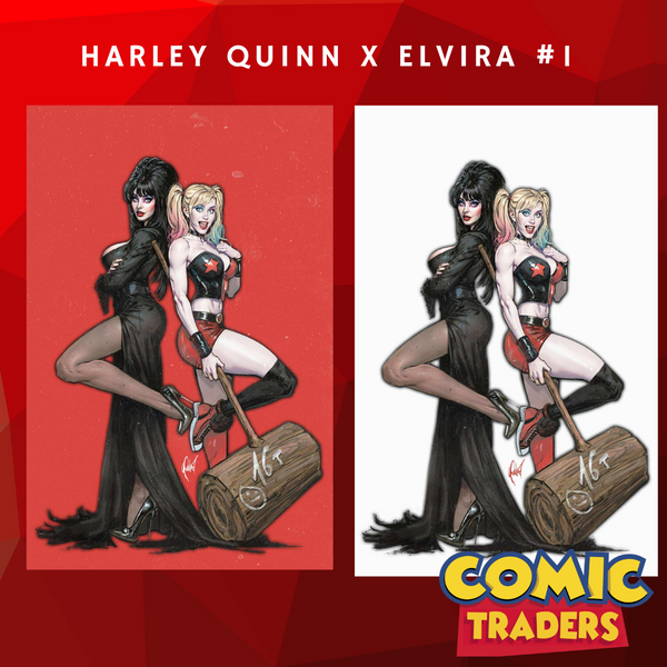 HARLEY QUINN X ELVIRA #1 CEDRIC POULAT EXCLUSIVE VIRGIN VARIANT 2 PACK (10/1/2025) SHIPS 11/1/2025