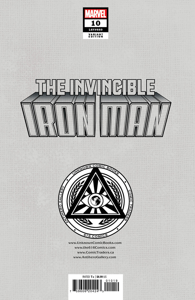 INVINCIBLE IRON MAN 10 NATHAN SZERDY NYCC EXCLUSIVE VIRGIN FOIL VARIANT (9/27/2023) BACKISSUE