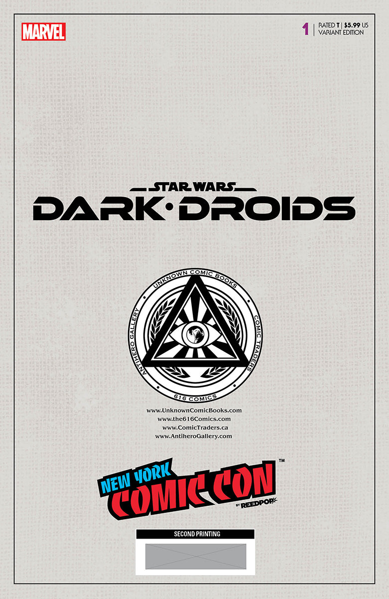 STAR WARS: DARK DROIDS 1 GIUSEPPE CAMUNCOLI NYCC EXCLUSIVE 2ND PRINTING VARIANT 2 PACK (8/16/2023) SHIPS 11/1/2023 BACKISSUE