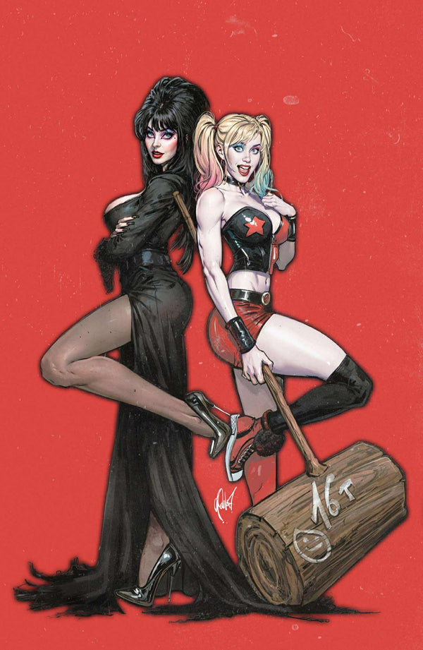 HARLEY QUINN X ELVIRA #1 CEDRIC POULAT EXCLUSIVE VIRGIN RED VARIANT (10/1/2025) SHIPS 11/1/2025