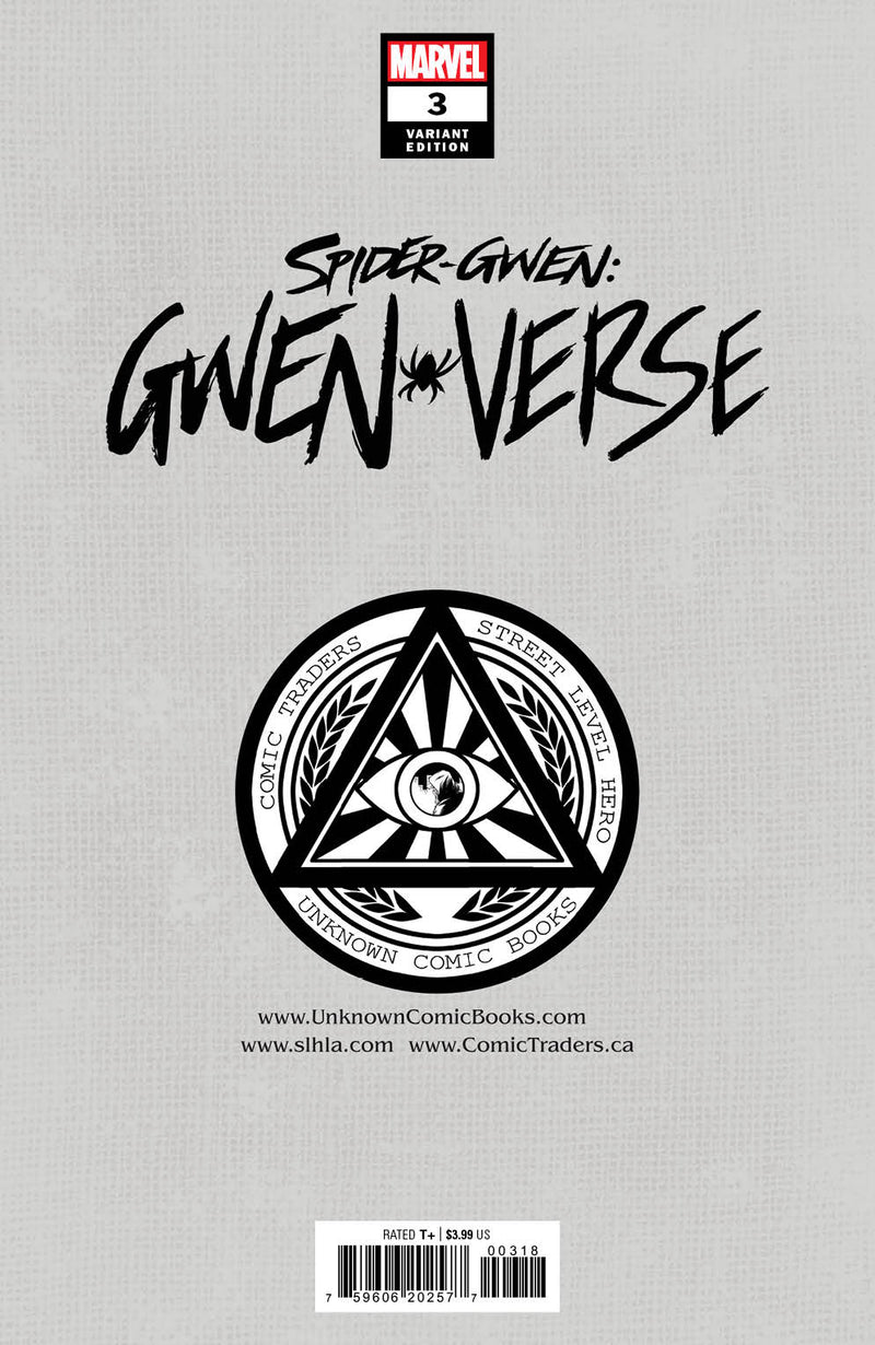 SPIDER-GWEN: GWENVERSE 3 LAND HOMAGE EXCLUSIVE VIRGIN VARIANT (6/15/2022) SHIPS 7/6/2022 BACKISSUE