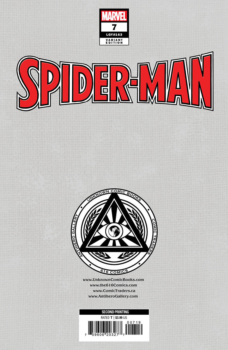 SPIDER-MAN 7 NICOLETTA BALDARI 2ND PRINT EXCLUSIVE VIRGIN VARIANT (5/17/2023) SHIPS 6/7/2023 BACKISSUE