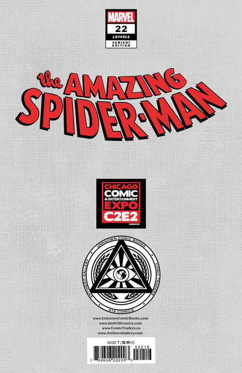 AMAZING SPIDER-MAN 22 DAVID NAKAYAMA MEGACON EXCLUSIVE VIRGIN VARIANT BACKISSUE