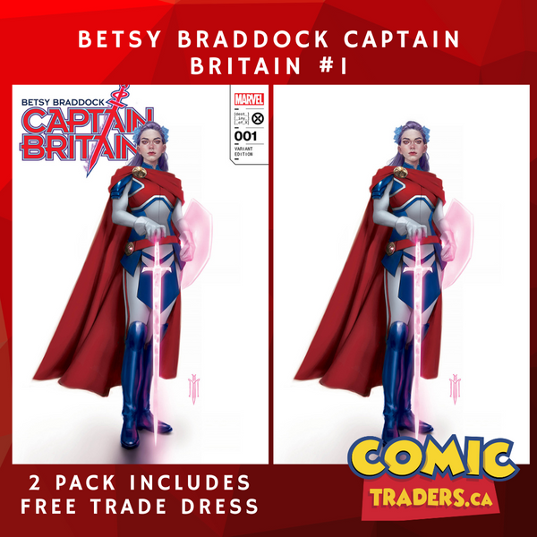 BETSY BRADDOCK: CAPTAIN BRITAIN 1 MIGUEL MERCADO EXCLUSIVE VARIANT 2 PACK (2/22/2023) SHIPS 3/15/2023 BACKISSUE
